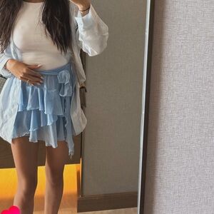Chic Light Blue Layered Skirt